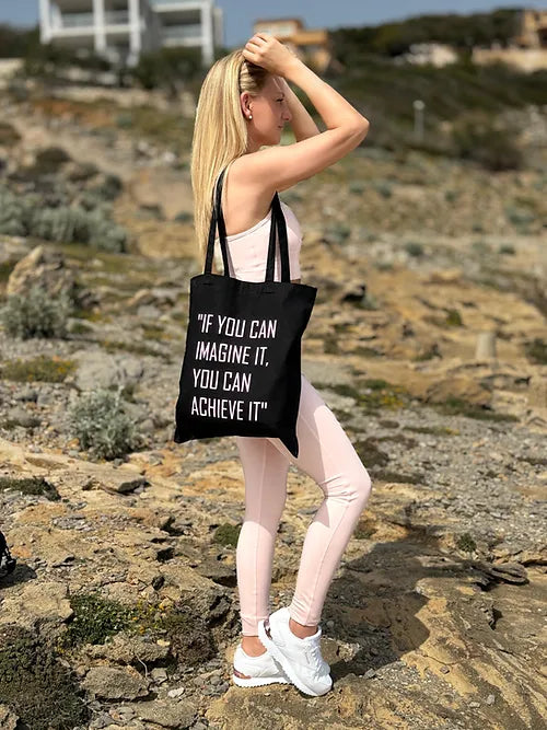 Long Handles Black " IF YOU CAN IMAGINE IT, YOU CAN ACHIEVE IT"